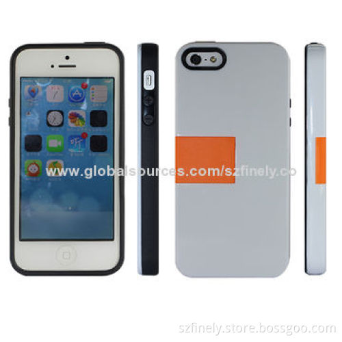 Hard Cases for iPhone 5/5S, PC + TPE Materials, Double Injection with Black Camera Ring